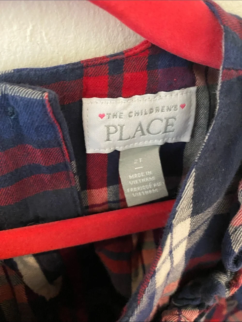 The Children's Place Red, Navy & White Plaid Ruffle Long-Sleeve Top